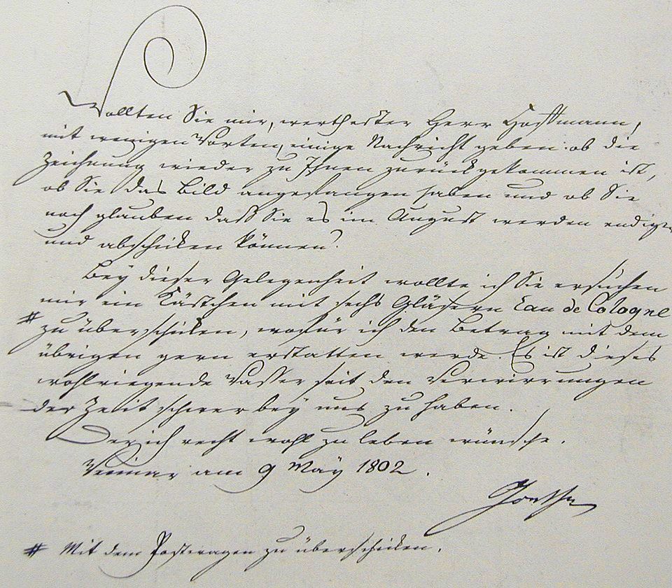 Brief von Johann Wolfgang von Goethe vom 9. Mai 1802 in lateinischer Schreibschrift